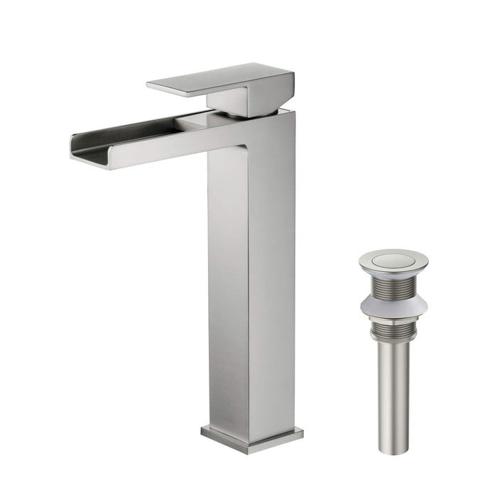 KIBI Waterfall Brass Single Handle Bathroom Vessel Sink Faucet