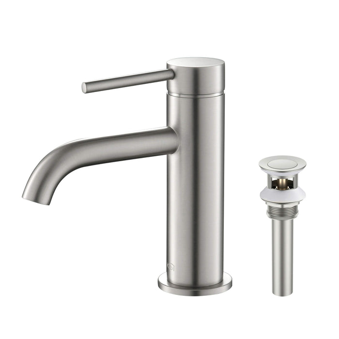 KIBI Circular Brass Single Handle Bathroom Vanity Sink Faucet
