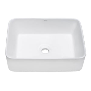 19 x 14 inch Bathroom Vessel Sink White Rectangular Above Vanity Counter Porcelain Ceramic