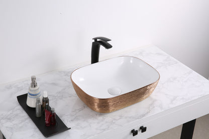 20 x 16 inch Bathroom Vessel Sink Rose Gold Decorative Art Above Vanity Counter White Porcelain Ceramic