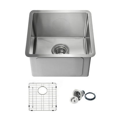 16″ Handcrafted Undermount Single Bowl 16 gauge Stainless Steel Kitchen Sink – K1-S16