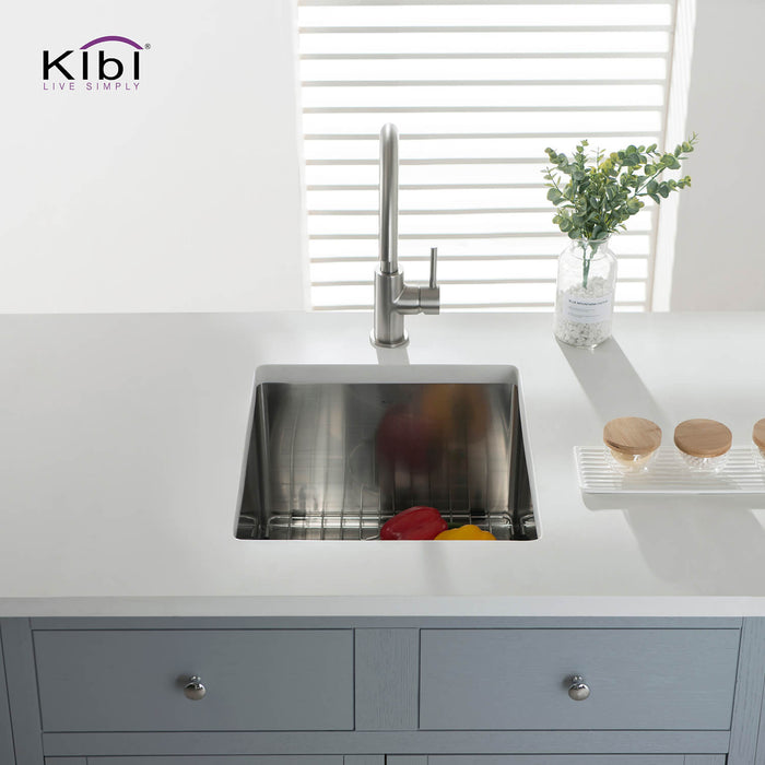 16″ Handcrafted Undermount Single Bowl 16 gauge Stainless Steel Kitchen Sink – K1-S16