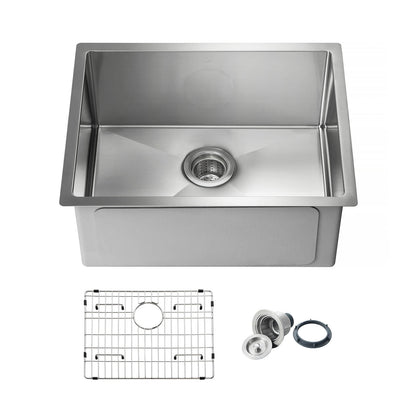 23″ Handcrafted Undermount Single Bowl 16 gauge Stainless Steel Kitchen Sink – K1-S23