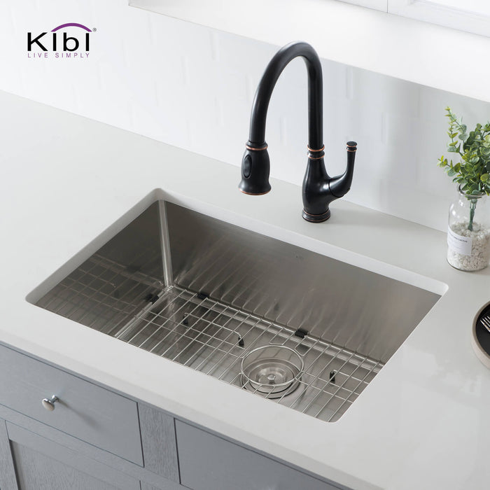 28″ Handcrafted Undermount Single Bowl 16 gauge Stainless Steel Kitchen Sink – K1-S28