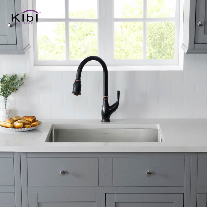 28″ Handcrafted Undermount Single Bowl 16 gauge Stainless Steel Kitchen Sink – K1-S28