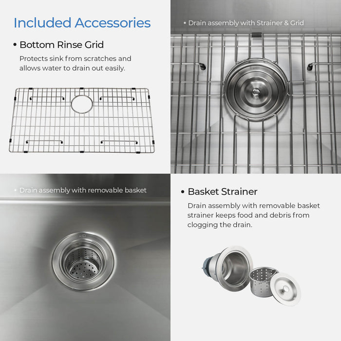 30″ Handcrafted Farmhouse Apron Single Bowl Stainless Steel Kitchen Sink – K1-SF30