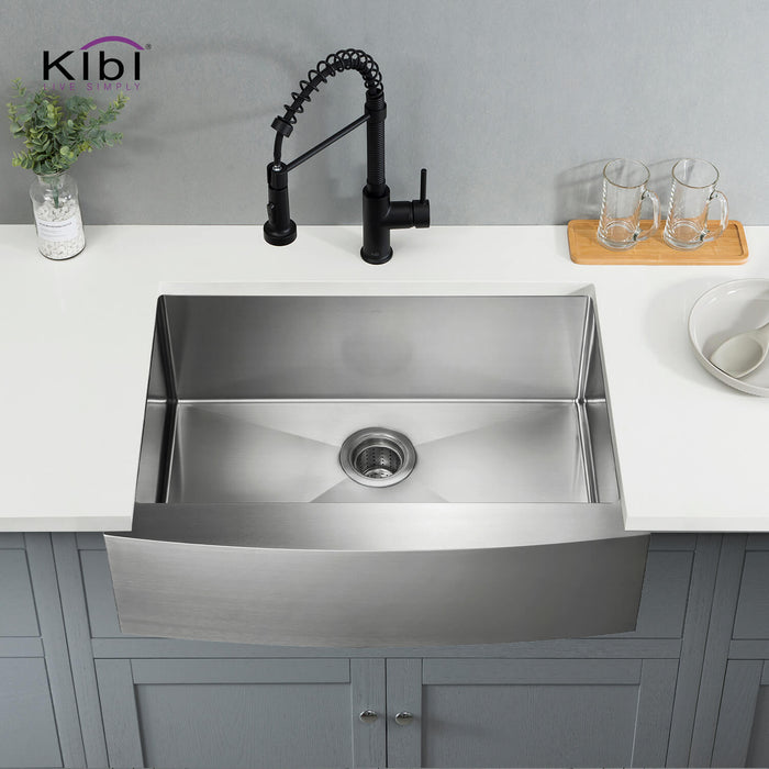 30″ Handcrafted Farmhouse Apron Single Bowl Stainless Steel Kitchen Sink – K1-SF30