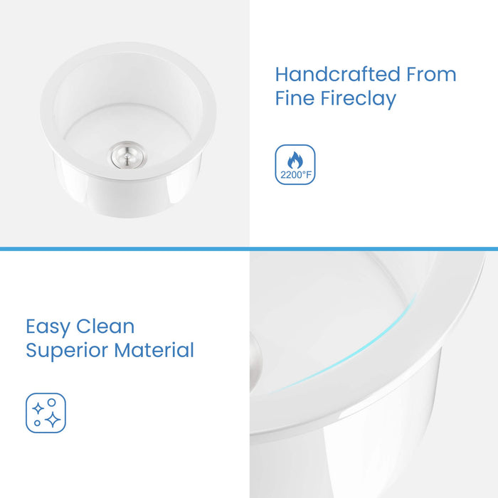 19″ Round Fireclay Undermounted Kitchen Sink Crater Series – K2-S19RO