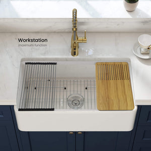 33″ Fireclay Kitchen Farmhouse Workstation Sink Pure Series- K2-SF33T