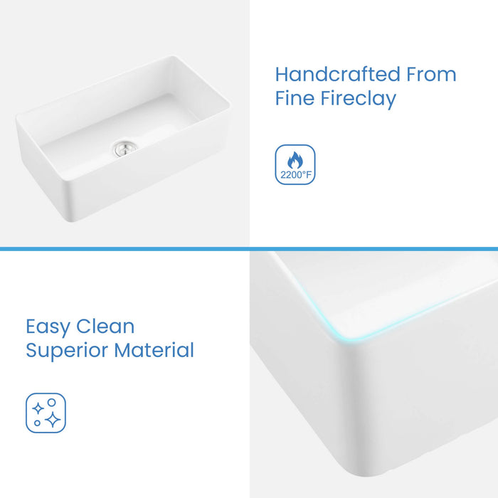 33″ Fireclay Farmhouse Kitchen Sink Pure Series- K2-SF33