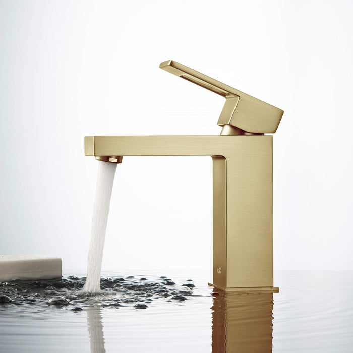 KIBI Cubic Brass Single Handle Bathroom Vanity Sink Faucet, Lavatory Sink Faucet