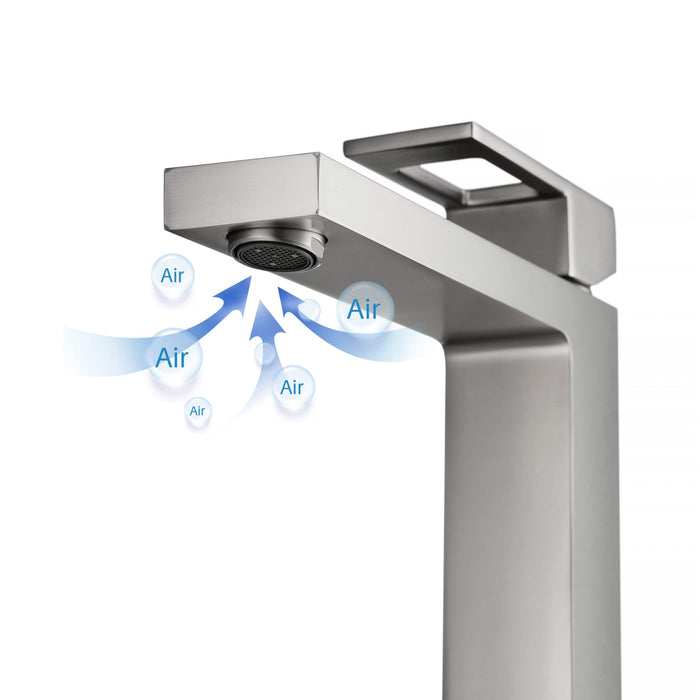 KIBI Cubic Brass Single Handle Bathroom Vessel Sink Faucet