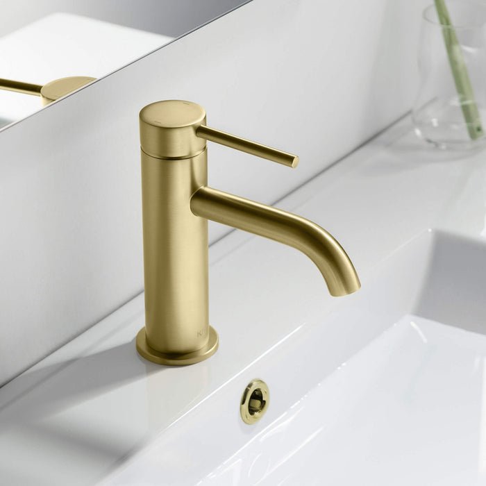 KIBI Circular Brass Single Handle Bathroom Vanity Sink Faucet
