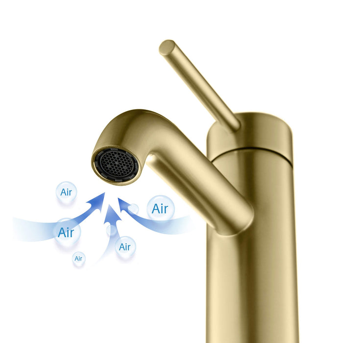 KIBI Circular Brass Single Handle Bathroom Vanity Sink Faucet