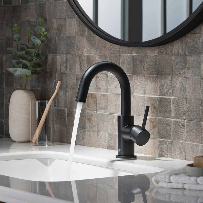 Circular Single Handle High-Arc Bathroom Sink Faucet
