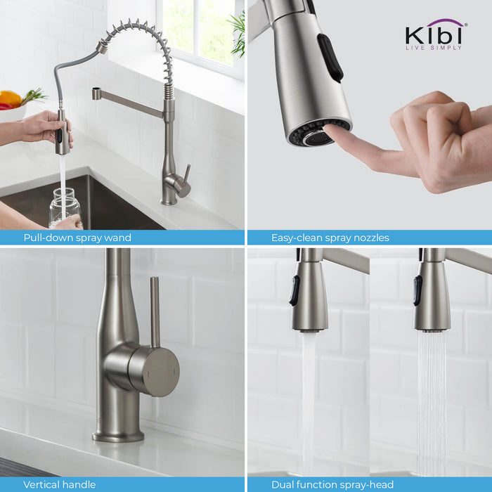KIBI Largo Single Handle High Arc Pull Down Kitchen Faucet – KKF2006