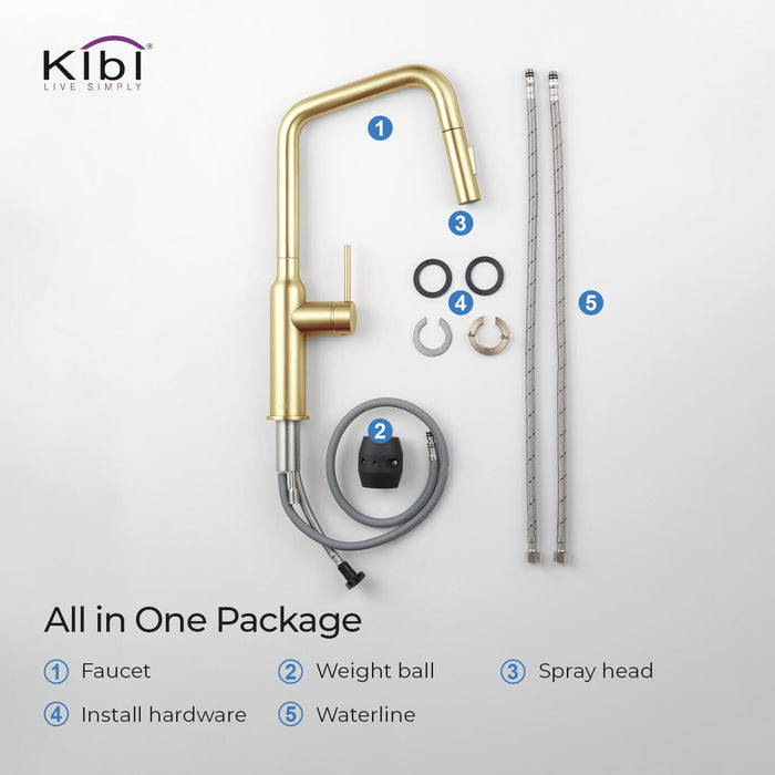 KIBI Macon Single Handle High Arc Pull Down Kitchen Faucet – KKF2007