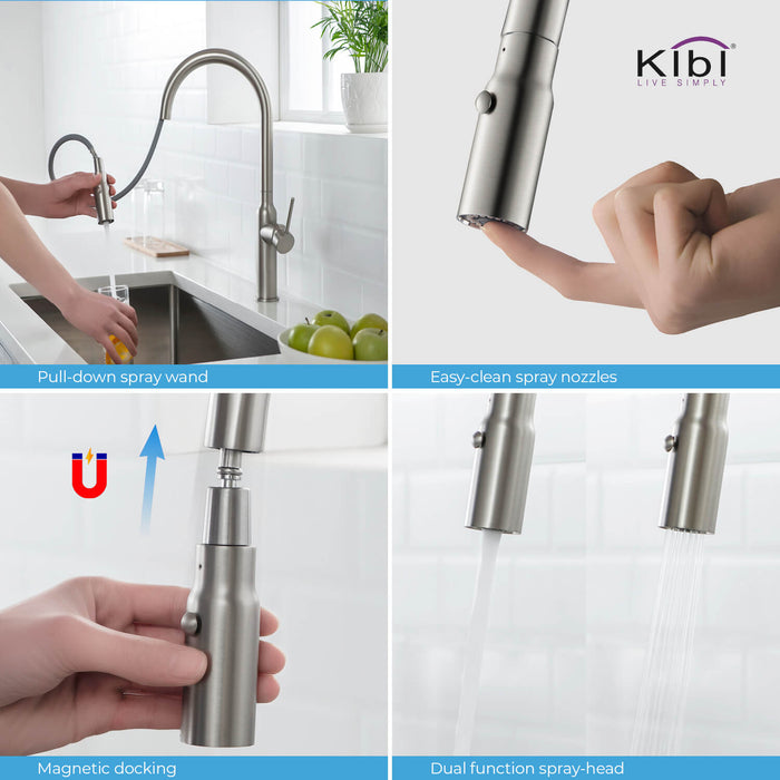 KIBI Hilo Single Handle High Arc Pull Down Kitchen Faucet – KKF2008