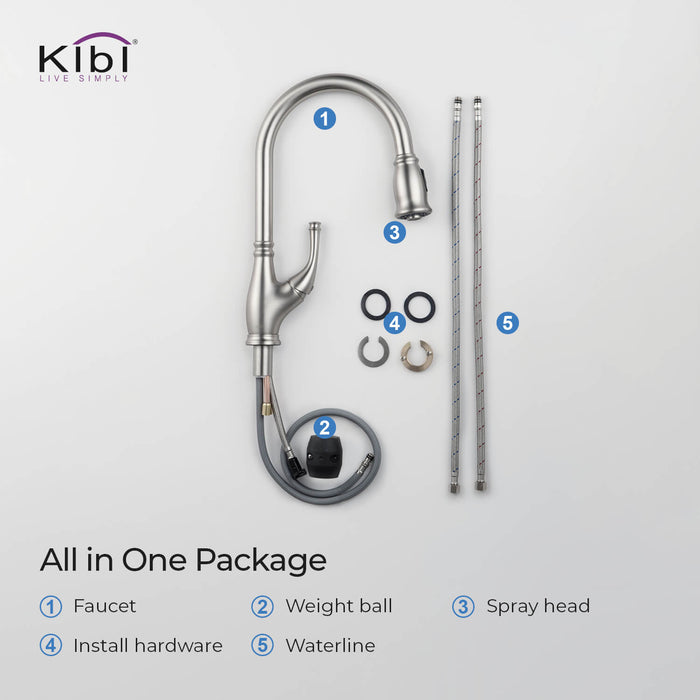 KIBI Summit Single Handle High Arc Pull Down Kitchen Faucet – KKF2009