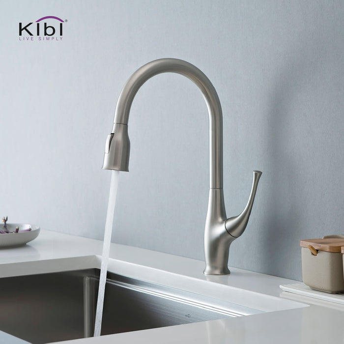 KIBI Cedar Single Handle High Arc Pull Down Kitchen Faucet – KKF2010