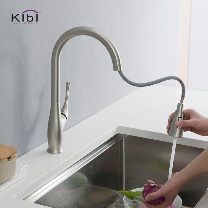 KIBI Cedar Single Handle High Arc Pull Down Kitchen Faucet – KKF2010