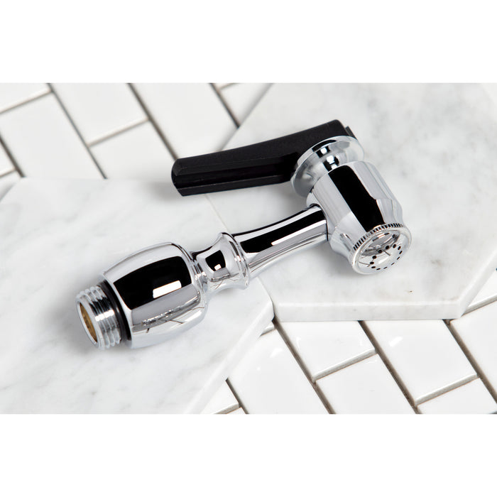 KINGSTON BRASS KS279XALBS-P GOVERNOR TWO-HANDLE 4-HOLE DECK MOUNTED 8″ WIDESPREAD KITCHEN FAUCET WITH BRASS SPRAYER
