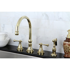 Kingston Brass KS2792BLBS Widespread Kitchen Faucet, Polished Brass