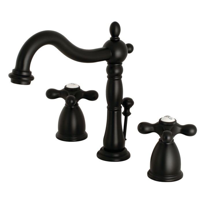 KINGSTON BRASS KB197XAX-P HERITAGE TWO-HANDLE 3-HOLE DECK MOUNTED WIDESPREAD BATHROOM FAUCET WITH BRASS POP-UP