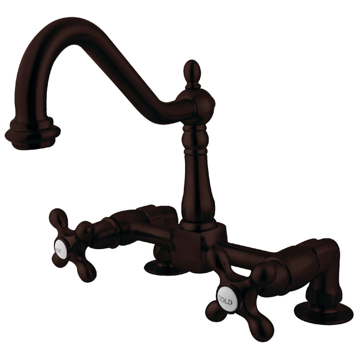 KINGSTON BRASS KS114XAX-P HERITAGE TWO-HANDLE 2-HOLE DECK MOUNTED 8″ CENTERSET KITCHEN FAUCET