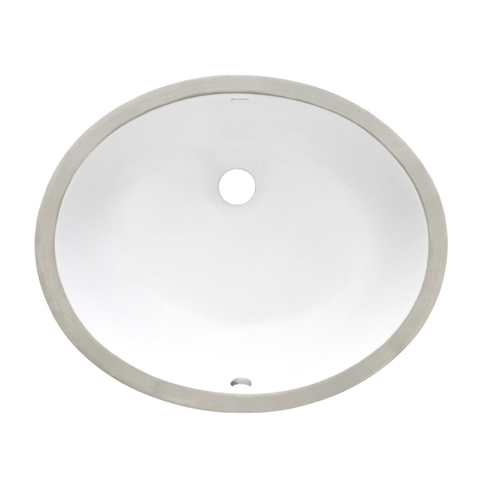 18 x 15 inch Undermount Bathroom Sink White Oval Porcelain Ceramic with Overflow