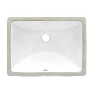 18 x 13 inch Undermount Bathroom Vanity Sink White Rectangular Porcelain Ceramic with Overflow