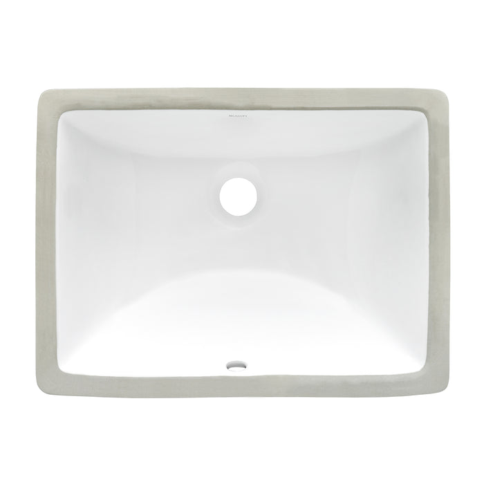 18 x 13 inch Undermount Bathroom Vanity Sink White Rectangular Porcelain Ceramic with Overflow