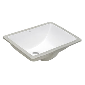 20 x 15 inch Undermount Bathroom Sink White Rectangular Porcelain Ceramic with Overflow