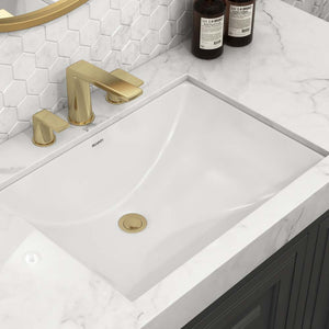 20 x 15 inch Undermount Bathroom Sink White Rectangular Porcelain Ceramic with Overflow