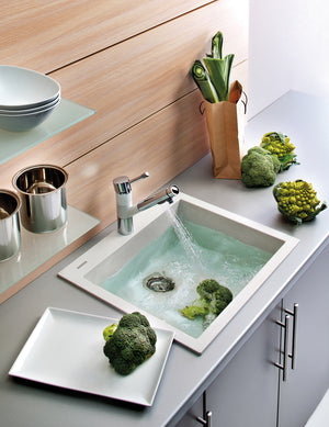Ruvati 23 x 20 inch epiGranite Drop-in Topmount Granite Composite Single Bowl Kitchen Sink – Arctic White – RVG1023WH