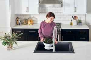 Ruvati 30 x 20 inch epiGranite Drop-in Topmount Granite Composite Single Bowl Kitchen Sink – Midnight Black – RVG1030BK