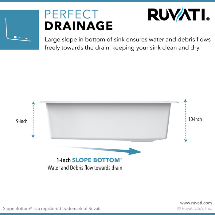 Ruvati 33-inch Granite Composite Workstation Drop-in Topmount Kitchen Sink Matte White – RVG1302WH