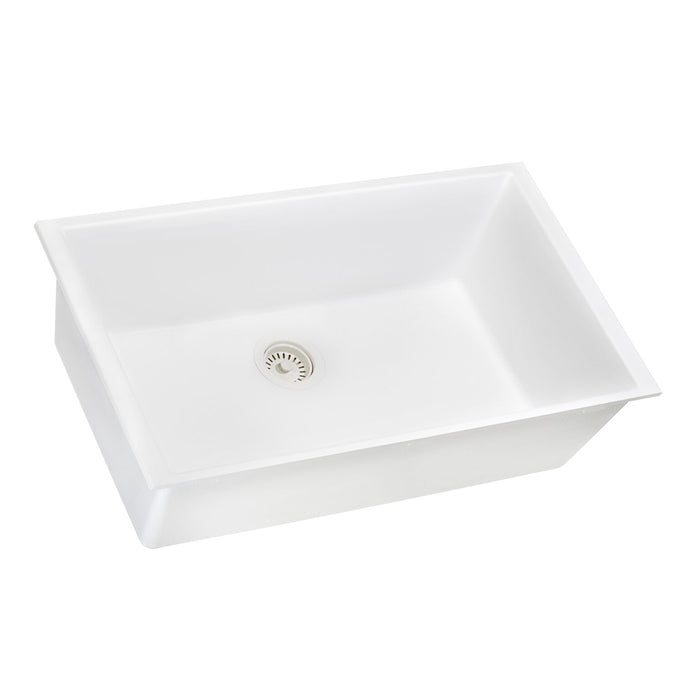 30 x 17 inch Granite Composite Undermount Single Bowl Kitchen Sink – Arctic White