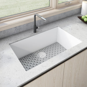 30 x 17 inch Granite Composite Undermount Single Bowl Kitchen Sink – Arctic White
