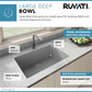 33 x 19 inch Granite Composite Undermount Single Bowl Kitchen Sink – Silver Gray