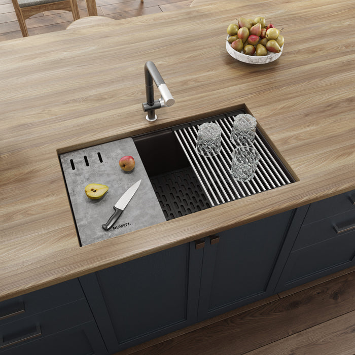 Ruvati 33-inch Granite Composite Undermount Workstation Kitchen Sink Coffee Brown – RVG2302ES