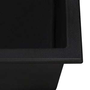 33 x 19 inch Granite Composite Undermount Double Bowl Low Divide Kitchen Sink – Midnight Black