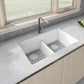33 x 19 inch Granite Composite Undermount Double Bowl Low Divide Kitchen Sink – Arctic White