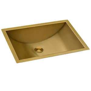 Ruvati 16 x 11 inch Brushed Gold Polished Brass Rectangular Bathroom Sink Undermount – RVH6107GG