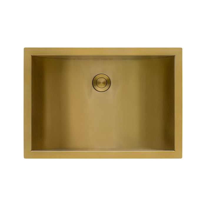 Ruvati 16 x 11 inch Brushed Gold Polished Brass Rectangular Bathroom Sink Undermount – RVH6107GG