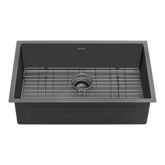 Ruvati 33-inch Undermount Gunmetal Black Stainless Steel Kitchen Sink 16 Gauge Single Bowl