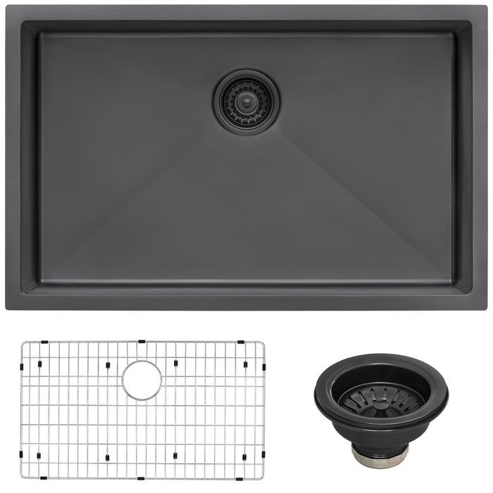 Ruvati 33-inch Undermount Gunmetal Black Stainless Steel Kitchen Sink 16 Gauge Single Bowl