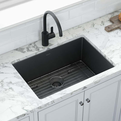 Ruvati 33-inch Undermount Gunmetal Black Stainless Steel Kitchen Sink 16 Gauge Single Bowl
