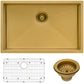 Ruvati 33-inch Undermount Satin Brass Matte Gold Stainless Steel Kitchen Sink 16 Gauge Single Bowl
