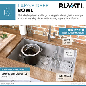 30-inch Undermount 16 Gauge Tight Radius Kitchen Sink Stainless Steel Single Bowl